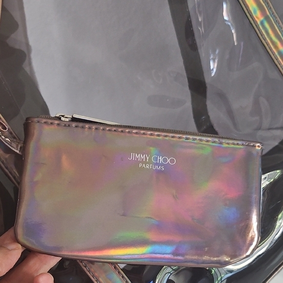 Jimmy Choo Gray and Silver Tote Bag Modern Design With Included Wallet - Picture 4 of 9